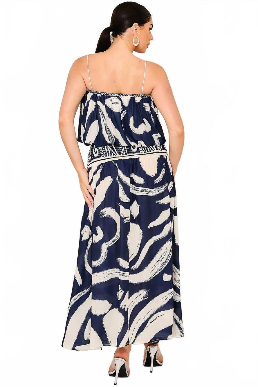 NEW HER BOTARRI night garden top & skirt set in navy/cream - Picture 3 of 4
